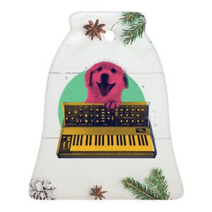 Dog Playing Piano Ceramic Bell Ornament