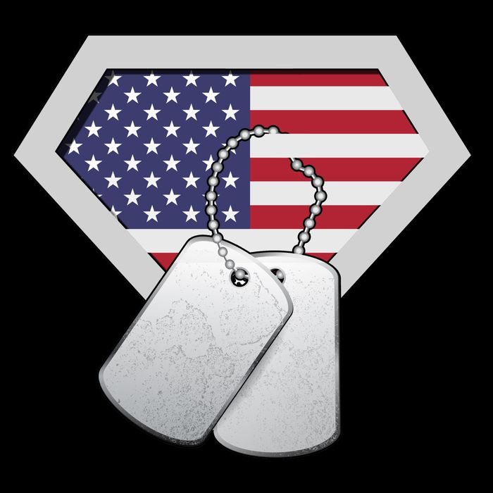 Dog Tag American Flag Superhero Emblem Backpack