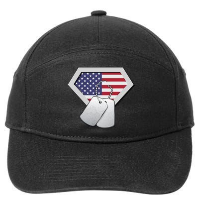 Dog Tag American Flag Superhero Emblem 7-Panel Snapback Hat
