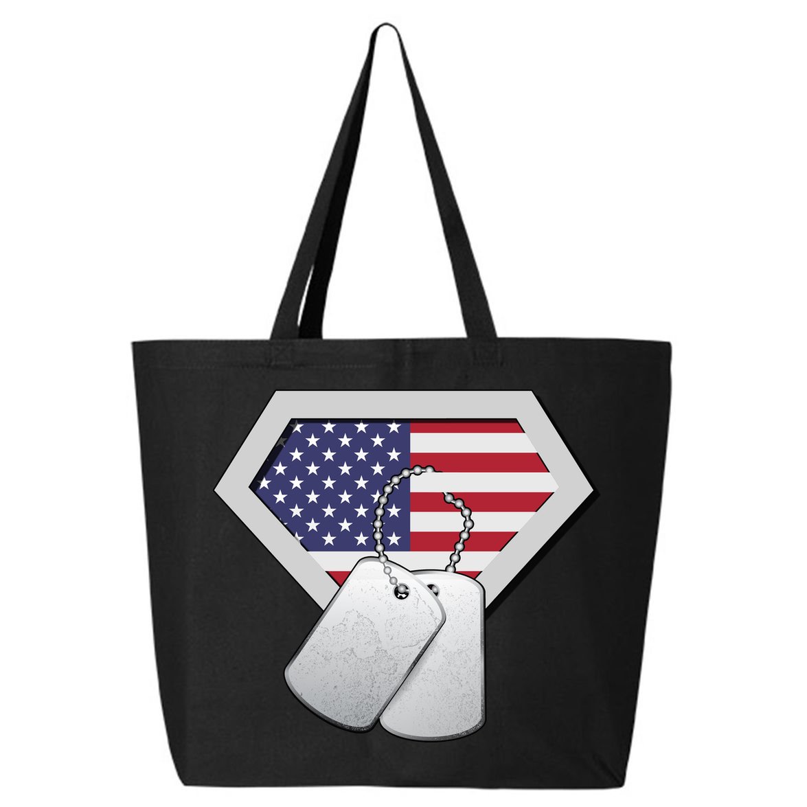 Dog Tag American Flag Superhero Emblem 25L Jumbo Tote