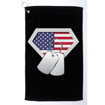 Dog Tag American Flag Superhero Emblem Golf Towel