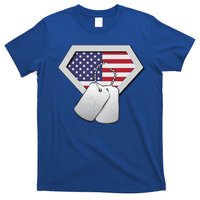 Dog Tag American Flag Superhero Emblem T-Shirt