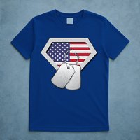 Dog Tag American Flag Superhero Emblem T-Shirt
