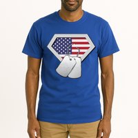 Dog Tag American Flag Superhero Emblem Tall T-Shirt