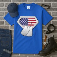 Dog Tag American Flag Superhero Emblem Tall T-Shirt