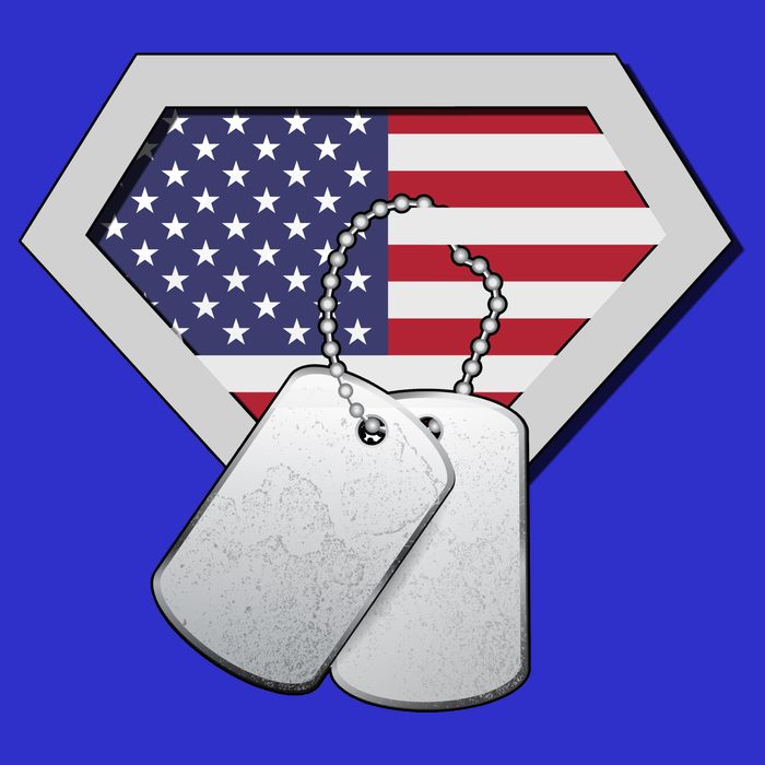 Dog Tag American Flag Superhero Emblem Tall T-Shirt