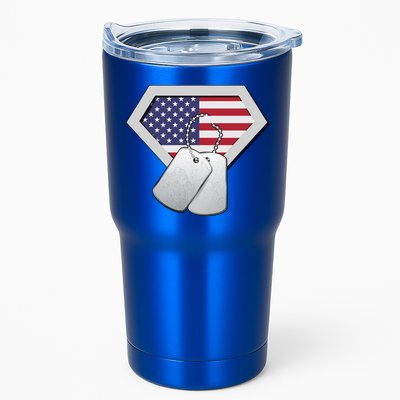 Dog Tag American Flag Superhero Emblem Tumbler