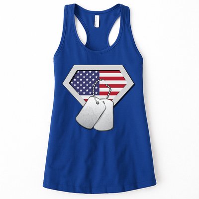 Dog Tag American Flag Superhero Emblem Womens Tank Top