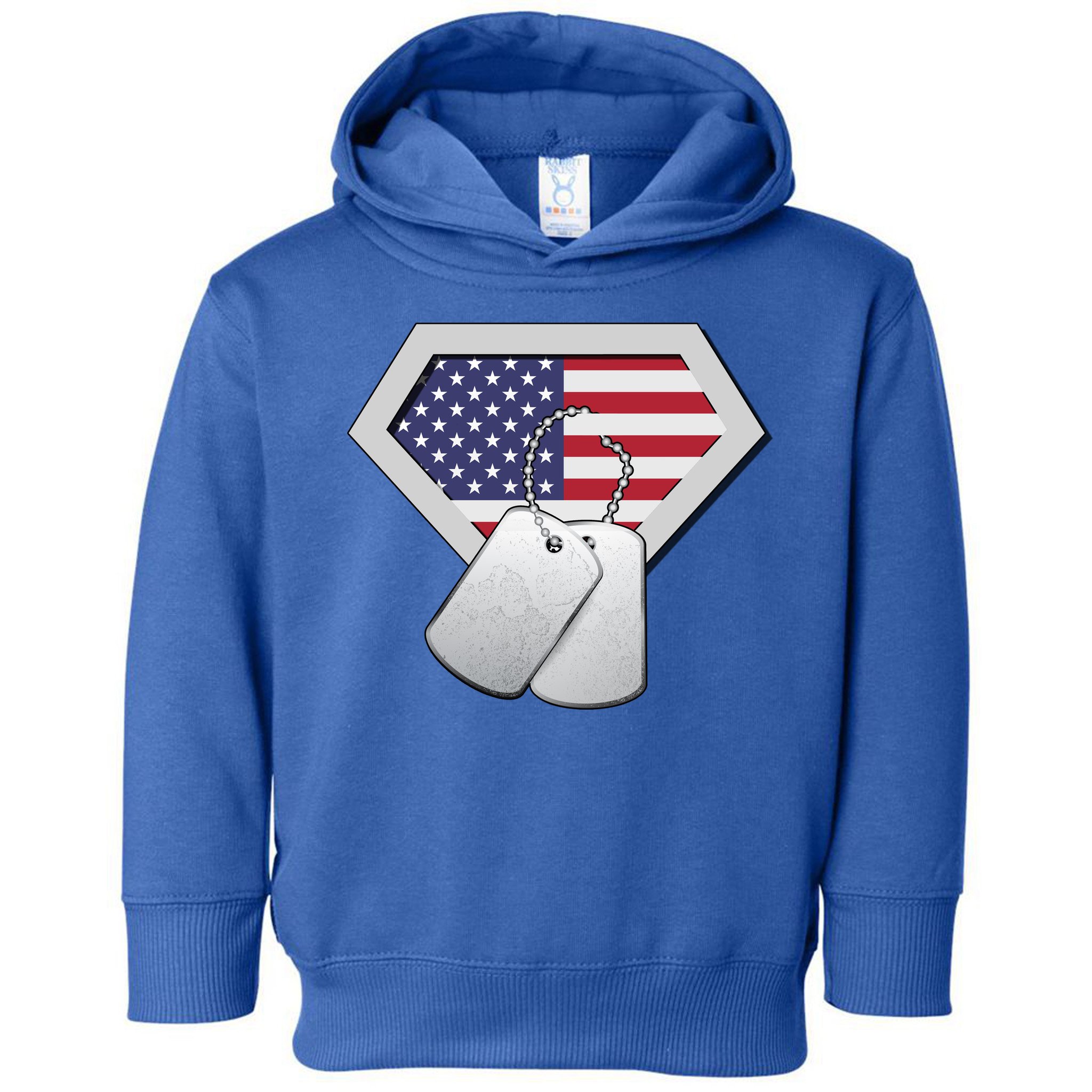 Dog Tag American Flag Superhero Emblem Toddler Hoodie