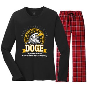 Department Of Government Efficiency Funny Trump 2024 Doge Women's Long Sleeve Flannel Pajama Set 