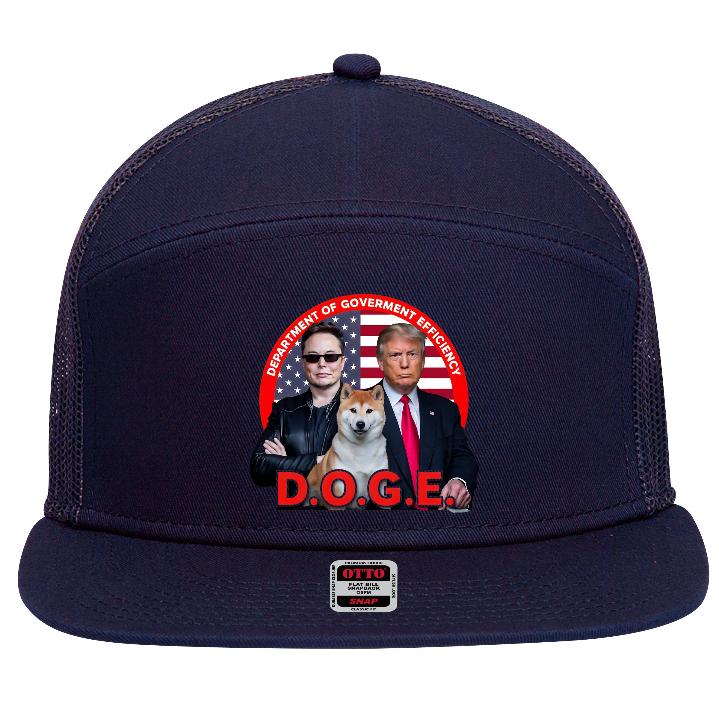 Department Of Government Efficiency D.O.G.E Doge 7 Panel Mesh Trucker Snapback Hat