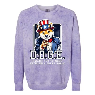 Department Of Government Efficiency Doge Uncle Sam Dog Colorblast Crewneck Sweatshirt