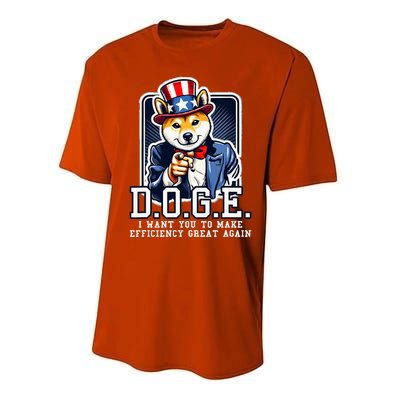 Department Of Government Efficiency Doge Uncle Sam Dog Performance Sprint T-Shirt