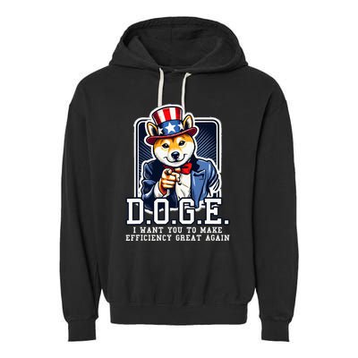 Department Of Government Efficiency Doge Uncle Sam Dog Garment-Dyed Fleece Hoodie