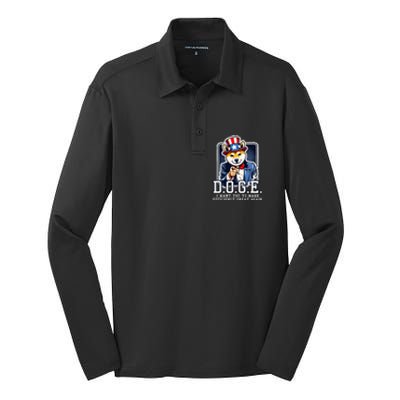 Department Of Government Efficiency Doge Uncle Sam Dog Silk Touch Performance Long Sleeve Polo