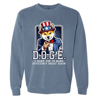 Department Of Government Efficiency Doge Uncle Sam Dog Garment-Dyed Sweatshirt