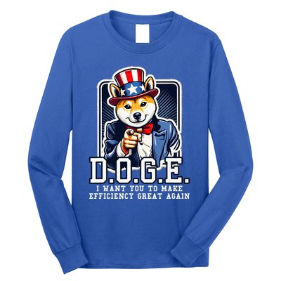 Department Of Government Efficiency Doge Uncle Sam Dog Long Sleeve Shirt