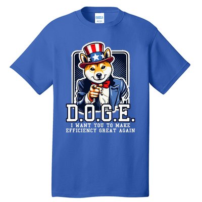 Department Of Government Efficiency Doge Uncle Sam Dog Tall T-Shirt