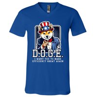 Department Of Government Efficiency Doge Uncle Sam Dog V-Neck T-Shirt