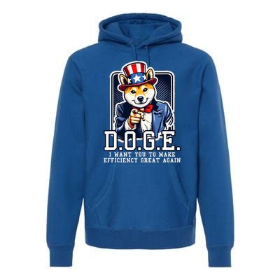 Department Of Government Efficiency Doge Uncle Sam Dog Premium Hoodie