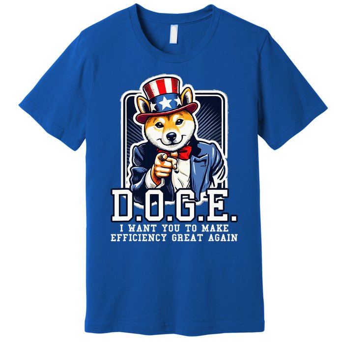 Department Of Government Efficiency Doge Uncle Sam Dog Premium T-Shirt