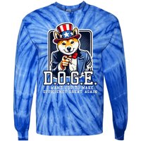 Department Of Government Efficiency Doge Uncle Sam Dog Tie-Dye Long Sleeve Shirt