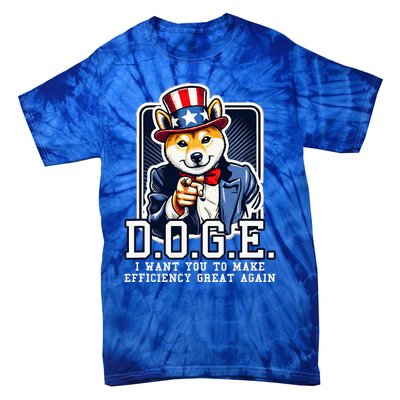 Department Of Government Efficiency Doge Uncle Sam Dog Tie-Dye T-Shirt