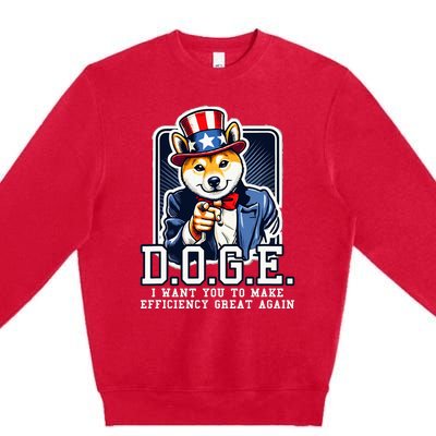 Department Of Government Efficiency Doge Uncle Sam Dog Premium Crewneck Sweatshirt