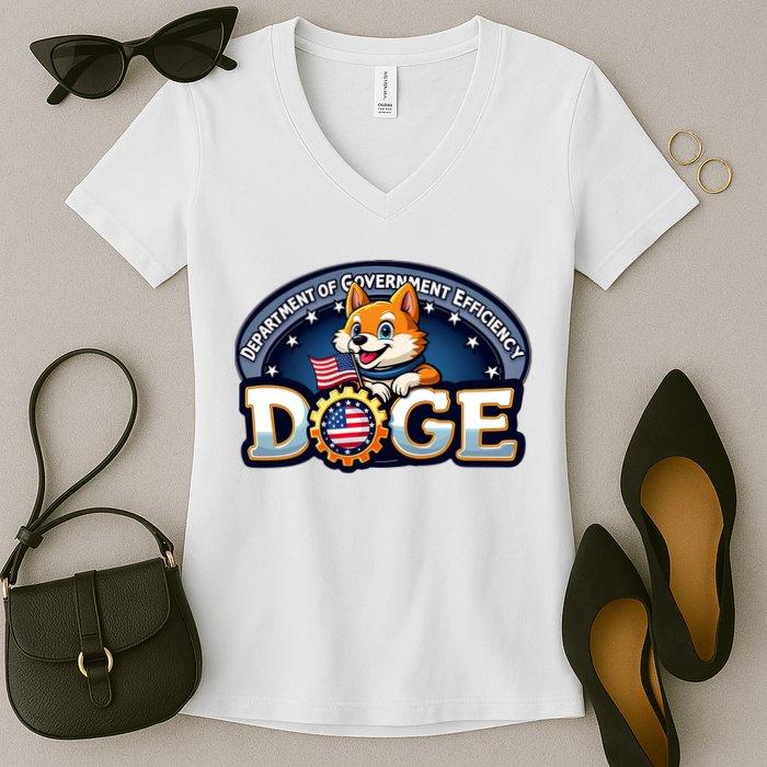 Department Of Government Efficiency Doge Women's V-Neck T-Shirt