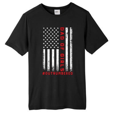 Dad Of Girl Outnumbered Vintage American Flag 4th Of July Tall Fusion ChromaSoft Performance T-Shirt