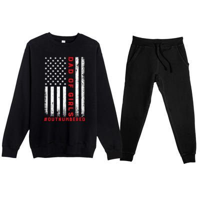 Dad Of Girl Outnumbered Vintage American Flag 4th Of July Premium Crewneck Sweatsuit Set