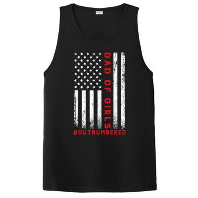 Dad Of Girl Outnumbered Vintage American Flag 4th Of July PosiCharge Competitor Tank