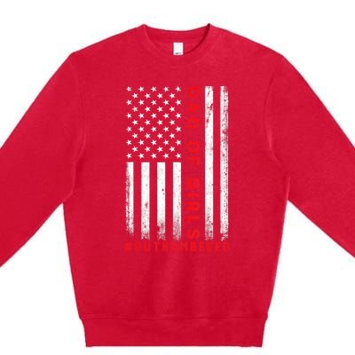 Dad Of Girl Outnumbered Vintage American Flag 4th Of July Premium Crewneck Sweatshirt