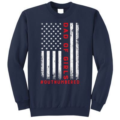 Dad Of Girl Outnumbered Vintage American Flag 4th Of July Sweatshirt