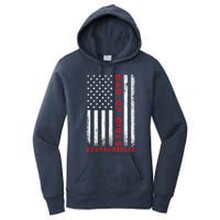 Dad Of Girl Outnumbered Vintage American Flag 4th Of July Women's Pullover Hoodie