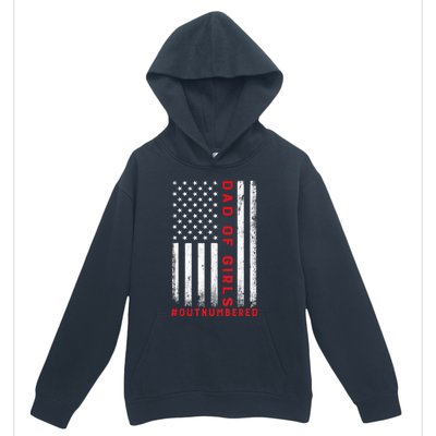 Dad Of Girl Outnumbered Vintage American Flag 4th Of July Urban Pullover Hoodie