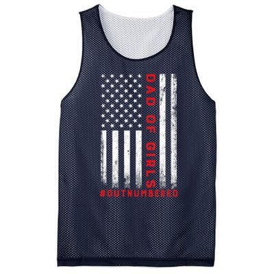 Dad Of Girl Outnumbered Vintage American Flag 4th Of July Mesh Reversible Basketball Jersey Tank