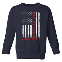 Dad Of Girl Outnumbered Vintage American Flag 4th Of July Toddler Sweatshirt