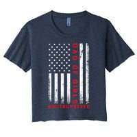 Dad Of Girl Outnumbered Vintage American Flag 4th Of July Women's Crop Top Tee