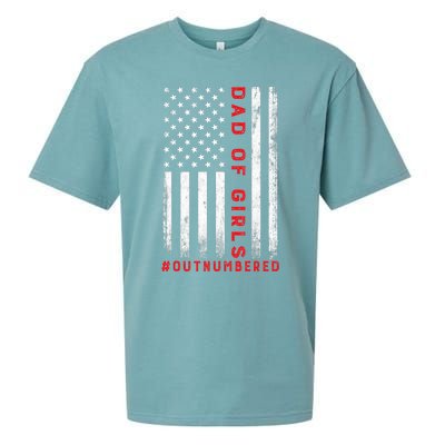 Dad Of Girl Outnumbered Vintage American Flag 4th Of July Sueded Cloud Jersey T-Shirt