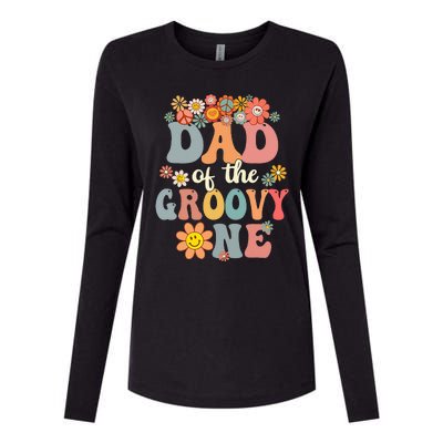 Dad Of Groovy One Matching Family 1st Birthday Party Womens Cotton Relaxed Long Sleeve T-Shirt