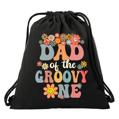 Dad Of Groovy One Matching Family 1st Birthday Party Drawstring Bag