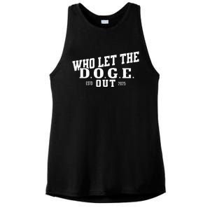 Dept Of Government Efficiency Who Let The D.O.G.E. Out Ladies PosiCharge Tri-Blend Wicking Tank