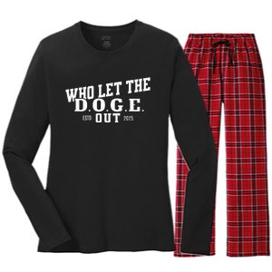 Dept Of Government Efficiency Who Let The D.O.G.E. Out Women's Long Sleeve Flannel Pajama Set 