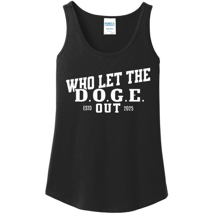 Dept Of Government Efficiency Who Let The D.O.G.E. Out Ladies Essential Tank