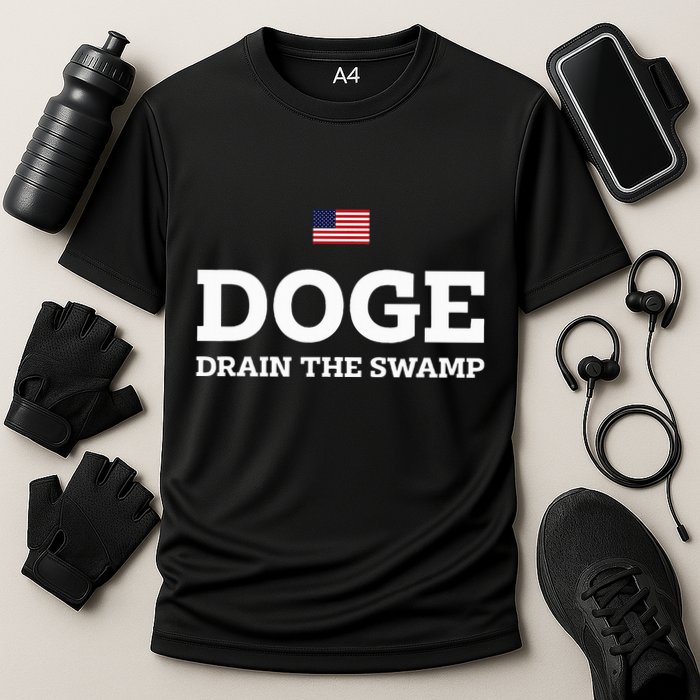 Department Of Government Efficiency Doge Drain The Swamp Cooling Performance Crew T-Shirt
