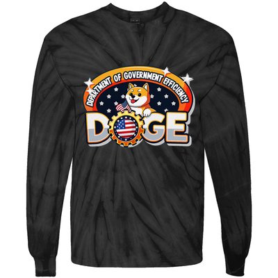 Department Of Government Efficiency Funny Doge Crypto Meme Tie-Dye Long Sleeve Shirt
