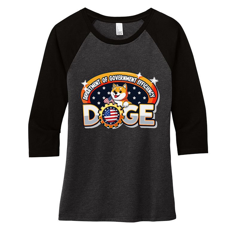 Department Of Government Efficiency Funny Doge Crypto Meme Women's Tri-Blend 3/4-Sleeve Raglan Shirt