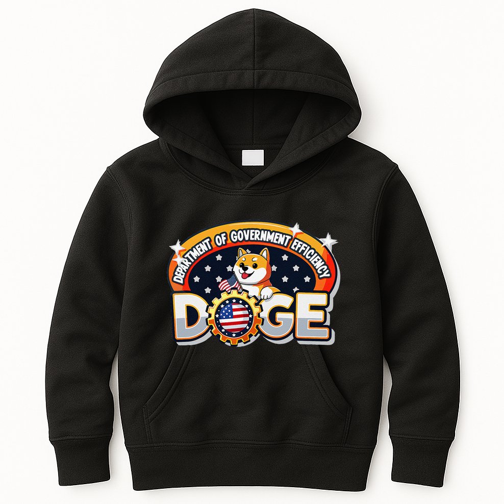 Department Of Government Efficiency Funny Doge Crypto Meme Kids Hoodie