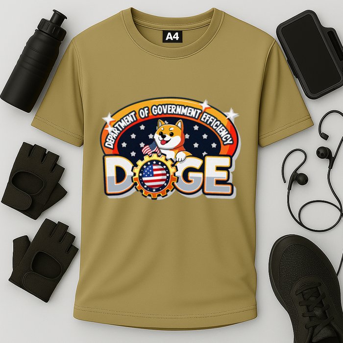 Department Of Government Efficiency Funny Doge Crypto Meme Cooling Performance Crew T-Shirt